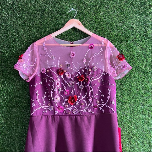 NWT Crepe Beaded Midi Cocktail Dress Curve - Picture 5 of 14